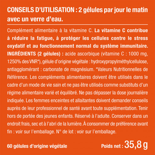 Bienfaits et contre indications pour Vitamine C 1000 mg