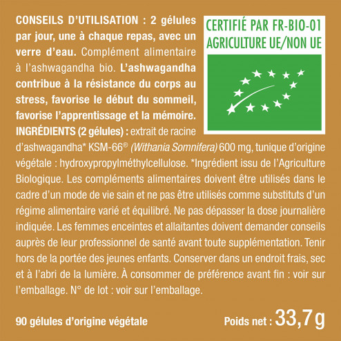 Bienfaits et contre indications pour Ashwagandha Bio