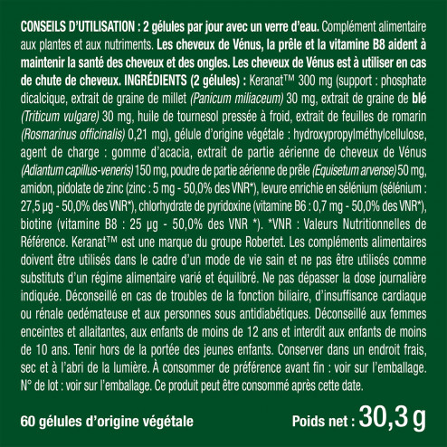 Etiquette du produit anti chute de cheveux