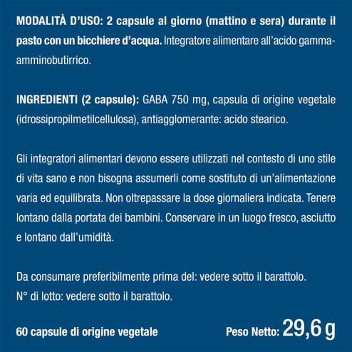 Ingredienti integratore alimentare GABA in capsule