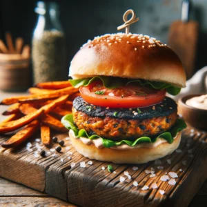 Illustration recette de Burger vegan à l’Ail Noir