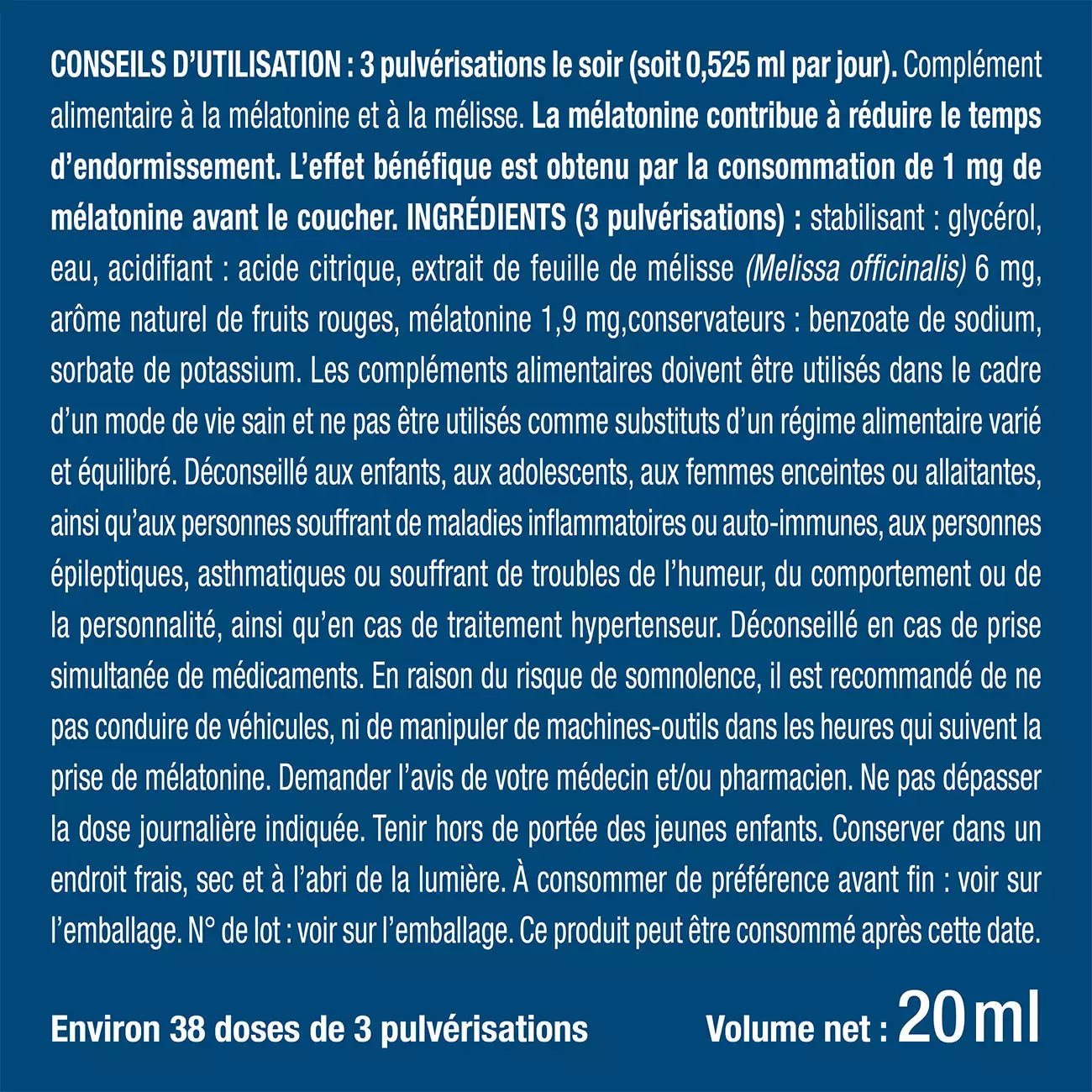 Bienfaits et contre indications pour Spray sommeil