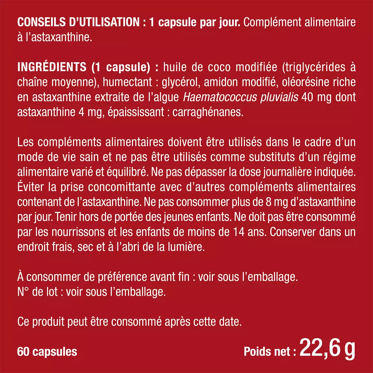 astaxanthine composition