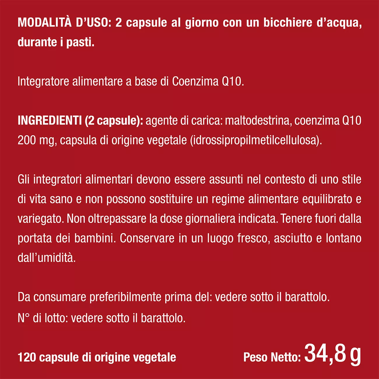 Integratore Coenzima Q10 ingredienti e controindicazioni