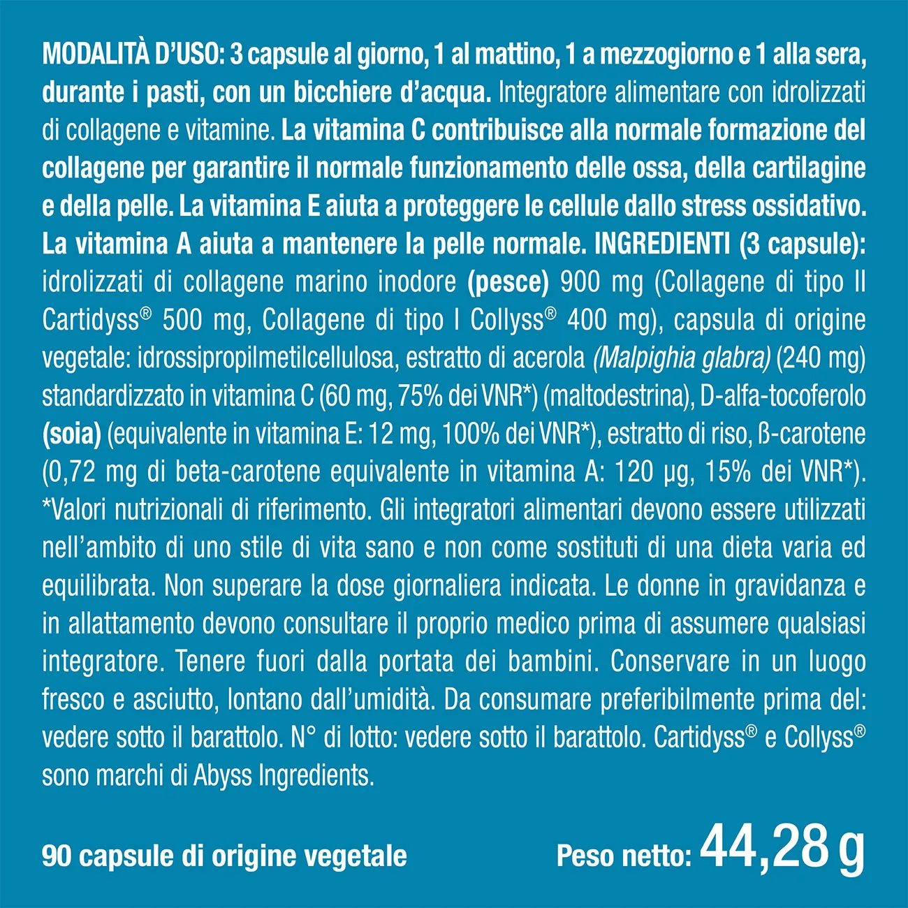 capsule di collagene marino idrolizzato etichetta ingredienti con benefici e controindicazioni