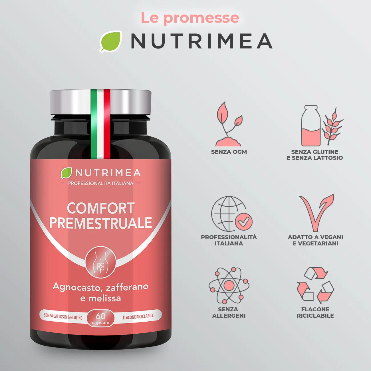 Promesse Nutrimea sull'integratore comfort premestruale per dolori mestruali