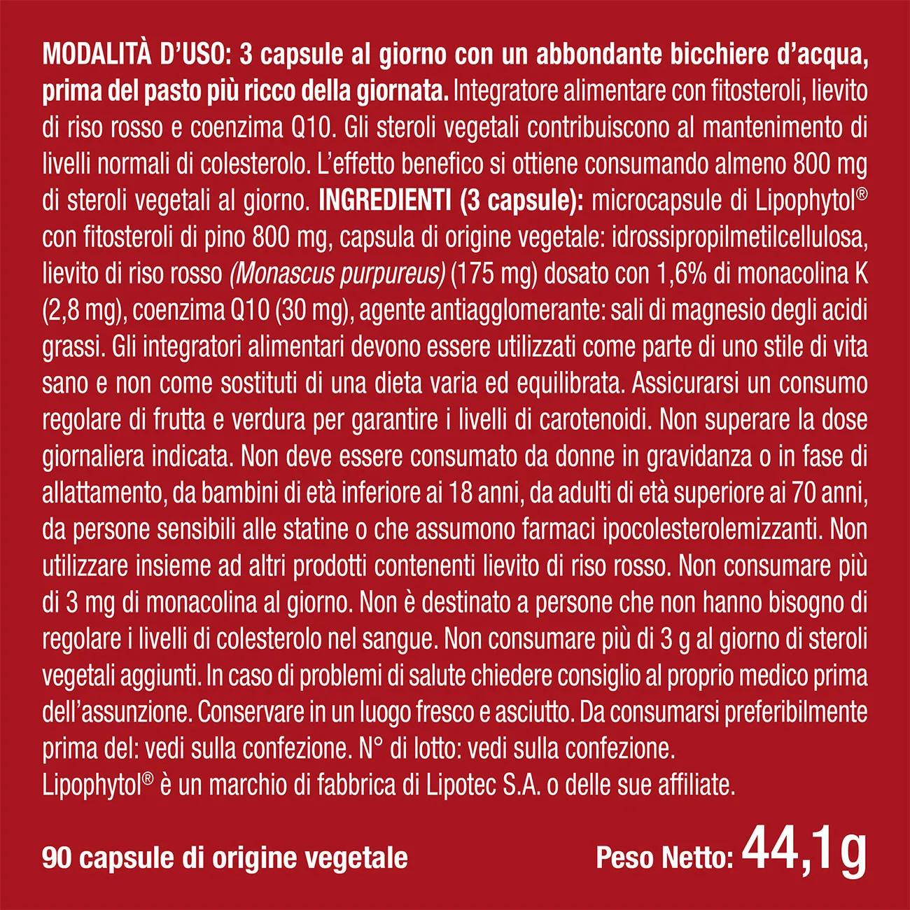 Benefici e controindicazioni di lievito di riso rosso premium di Nutrimea contro il colesterolo