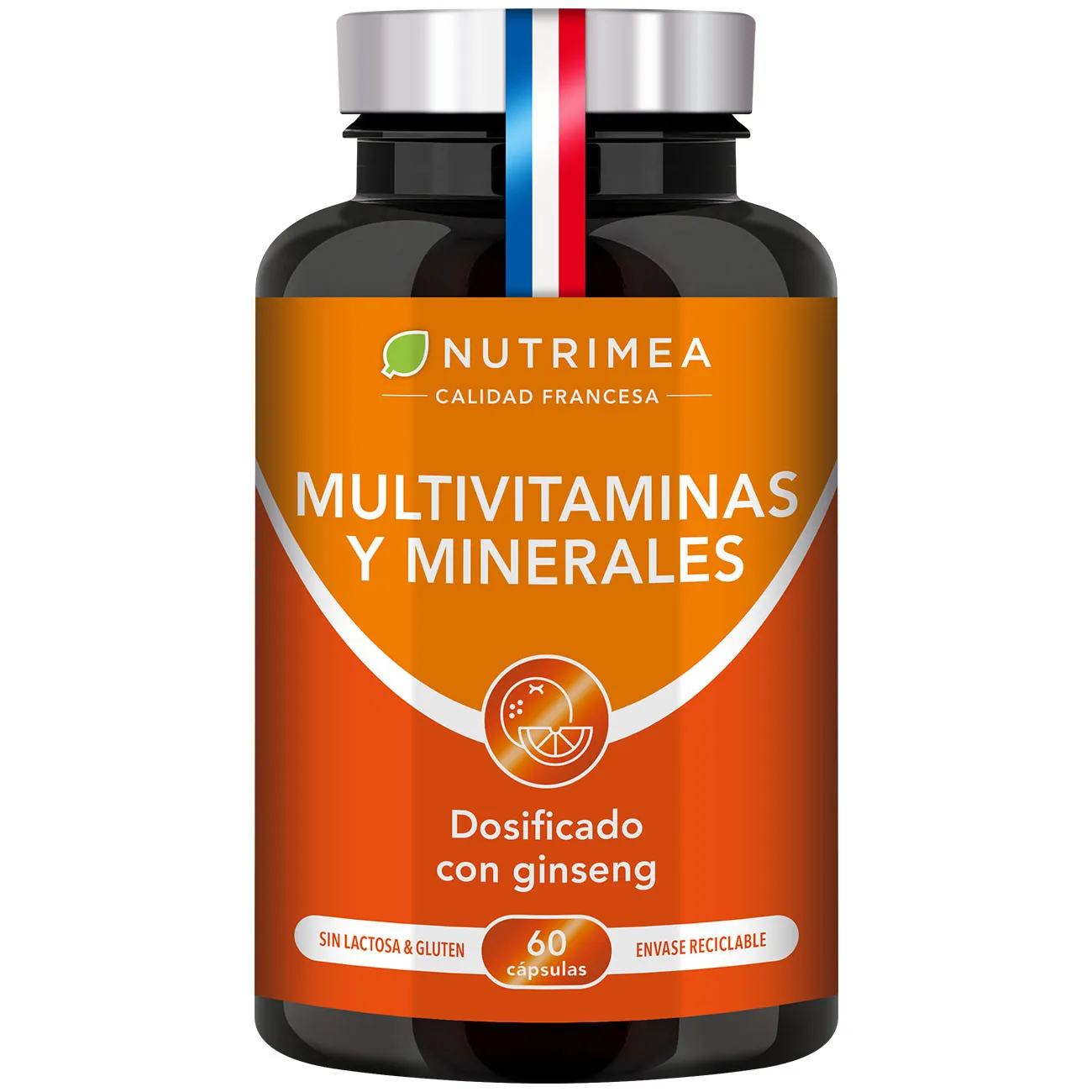 Fondo blanco del bote de multivitaminas